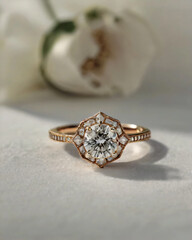 Elegant wedding ring featuring a brilliant diamond.