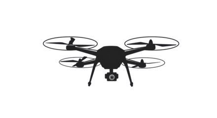 Isolated Silhouette of a Drone with Camera