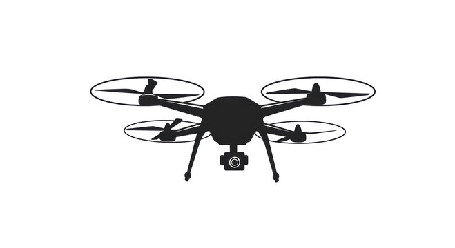 Isolated Silhouette of a Drone with Camera