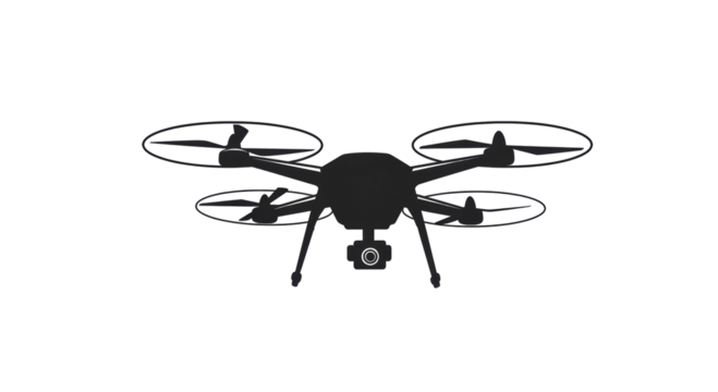 Isolated Silhouette of a Drone with Camera
