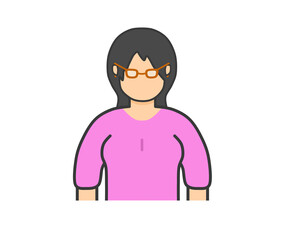 Pink clothes for woman with glasses