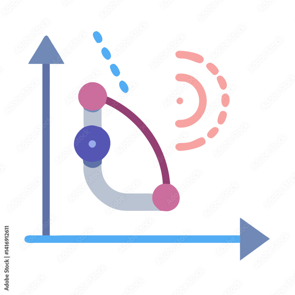 Poster data visualization graph with dots and curved lines
