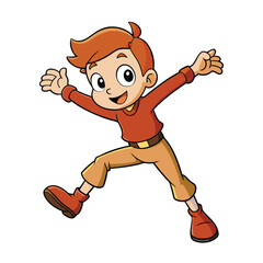 Happy Cartoon Boy Jumping With Excitement Illustration