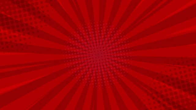 Comic book background pop art strip radial animation backdrop red background video