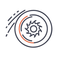 Stylized tire with a dynamic motion design element