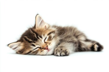 Obraz premium A small kitten with fluffy fur, lying peacefully