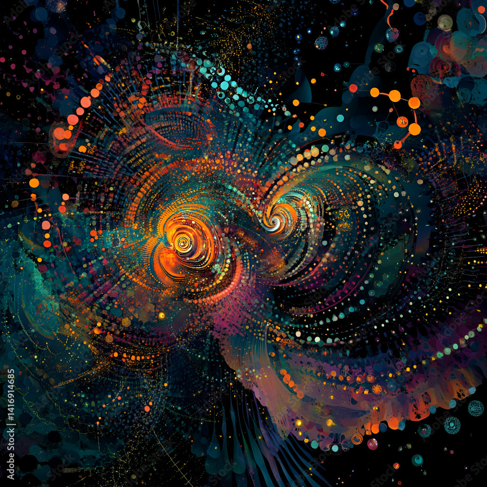 Poster ai interpreting cosmic patterns digital realm psychedelic illustration abstract universe surreal per