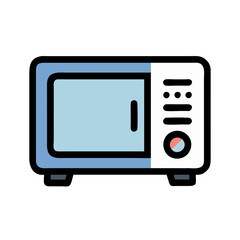 Cute Microwave Oven Vector Illustration on Black Background