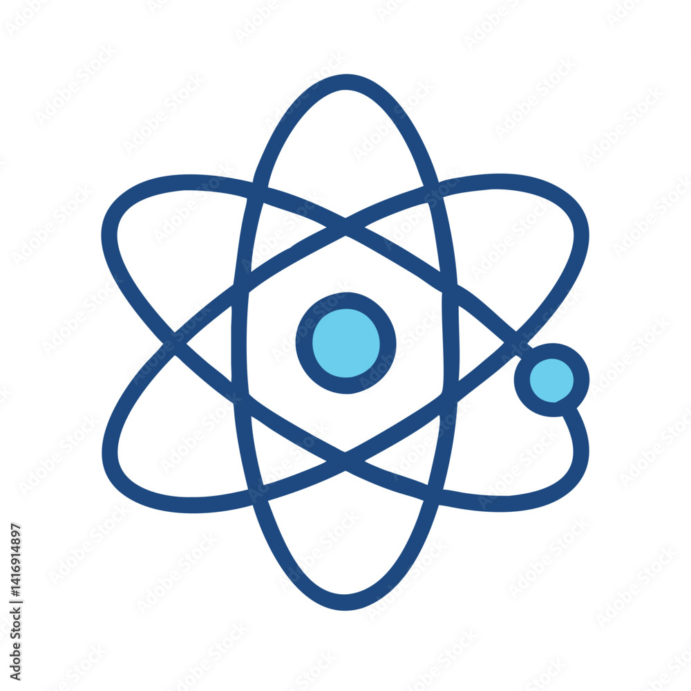 Aufkleber atom icon on black background for science related projects