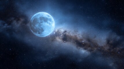 Night Sky with Moon and Milky Way