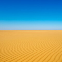 Naklejka premium Desert Landscape Sandy Dunes Under Blue Sky, Horizontal Scenery, Nature Photography, Scenic View.