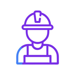 Purple Line Art: Construction Worker Icon on Black