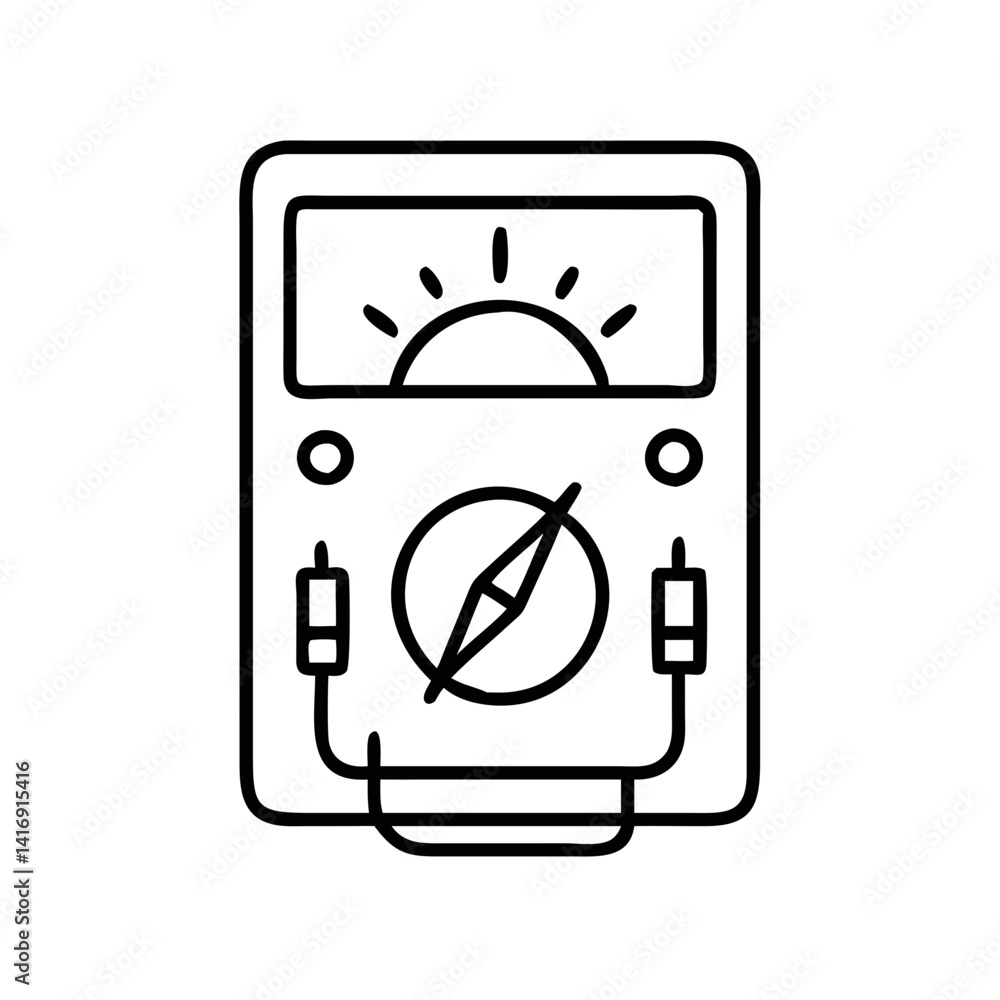 Poster simple digital multimeter outline icon for engineering projects