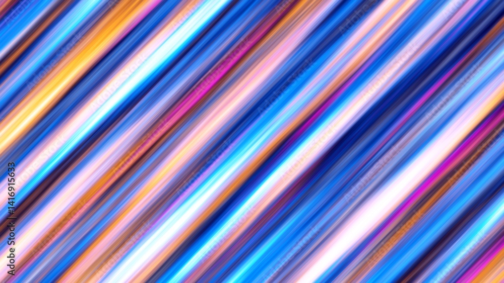 Poster a vibrant abstract composition with colorful diagonal light streaks in captivating blue and orange t