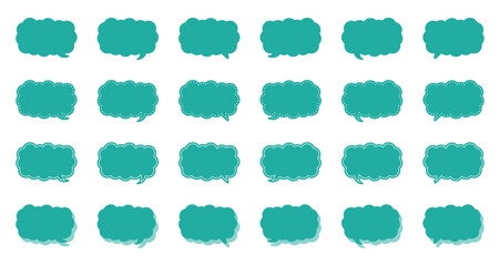 シンプルな細長い雲形 吹き出し セット