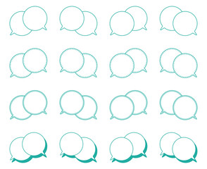 シンプルな重なる会話 吹き出し セット