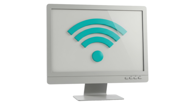 Isolated Computer Monitor with WiFi Icon Displayed