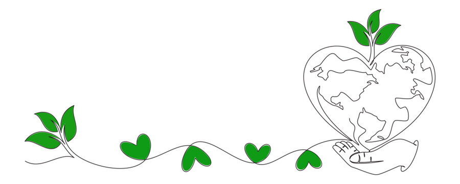 arth day line art style.globe with plants illustration vector  10