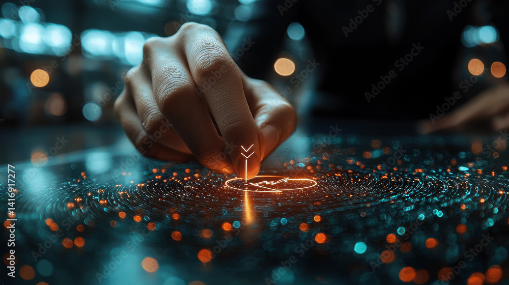 Poster ai assistant demonstrates a verified digital signature on a blockchain record in a business technolo