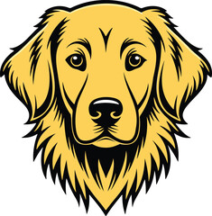 A stylized, close-up illustration of a golden retriever's head.