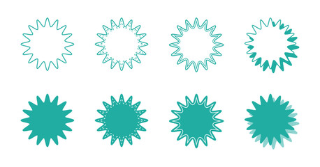 シンプルな丸みのあるギザギザした形 吹き出し セット