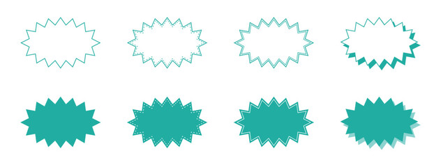 シンプルな細長いギザギザした形 吹き出し セット