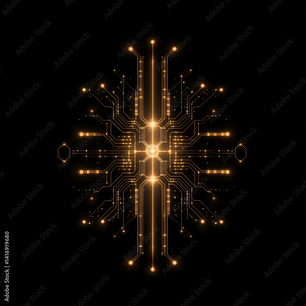 Poster illuminated circuit design showcase virtual space digital art futuristic environment abstract viewpo