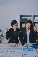 Business analyze,Close up Business people meeting to discuss the situation on the market. Business Financial Concept