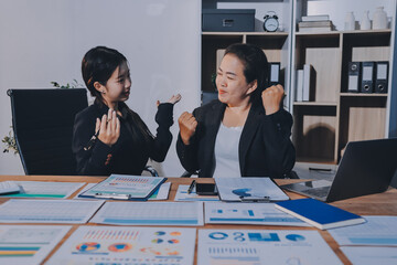 Business analyze,Close up Business people meeting to discuss the situation on the market. Business Financial Concept