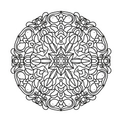 Simple mandala vector illustration for coloring books and henna design on a white background