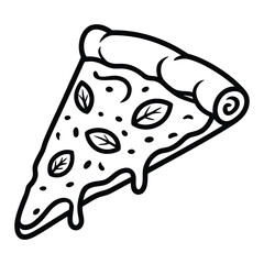 Naklejka premium Slice of Pizza Silhouette, Vector, Icon, Logo, White Background.