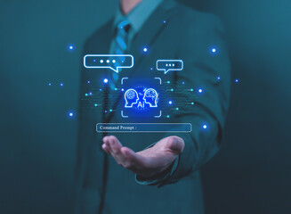 

AI Chatbot Assistant or Artificial Intelligence Technology, Digital Chatbot on Smartphone to...