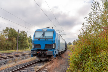 Train transporting fuel storage tanks, in Baden Wurttemberg, Germany