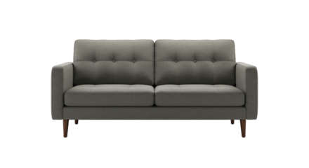 Isolated Modern Grey Sofa With Wooden Legs