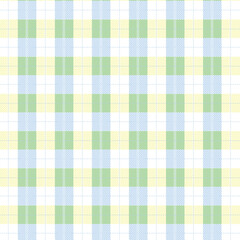 Plaid Pattern in Pastel Colors Blue Yellow and Green Checkered Grid Design. Plaid Grid Pattern. Textile design of textured plaid. Gingham Checkered fabric pattern swatch for print, tartan