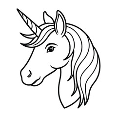 Magical Unicorn Line Art Illustration with Elegant Flowing Mane