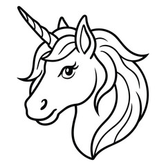 Magical Unicorn Line Art Illustration with Elegant Flowing Mane