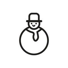 Smiling Snowman Icon Festive Winter Holiday Line Art Illustration