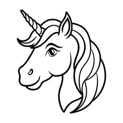 Magical Unicorn Line Art Illustration with Elegant Flowing Mane