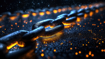 Glowing blockchain ledger integrates with AI neural network for advanced data validation and cybersecurity