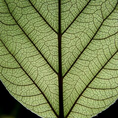 Obraz premium Macro Shot of Leaf with Veins - Detailed Plant Structure and Texture, Nature Background.