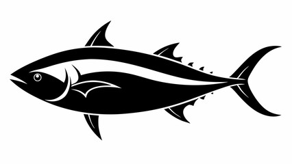 Tuna fish vector silhouette black on white background