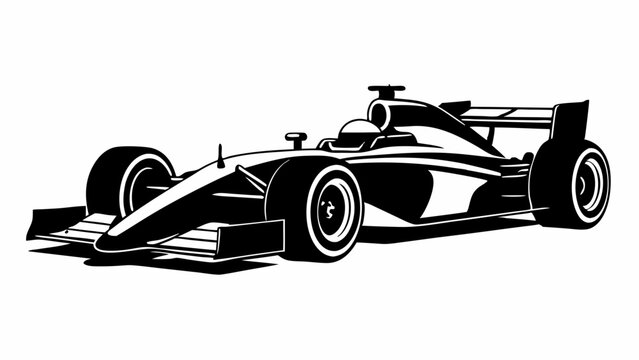 Formula 1 car vector silhouette black on white background