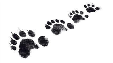 Bear paw prints on white background