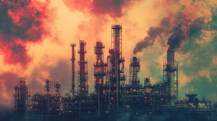 Obraz premium industrial oil and gas company view at refinery plant form industry harbour factory industry