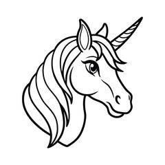 Magical Unicorn Line Art Illustration with Elegant Flowing Mane