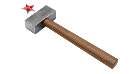 Isolated Hammer with Soviet Star Emblem Representing Construction and Communism