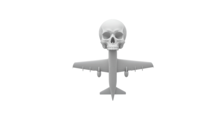 Isolated Skull on Airplane Body Representing Aviation Safety and Mortality