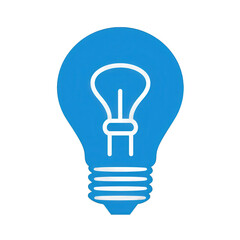 A bright blue light bulb icon symbolizing ideas and creativity, set against a clean background, ideal for design and innovation themes , isolated on white or transparent png