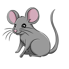 Cartoon mouse, vector illustration, mouse icon isolated on white background.